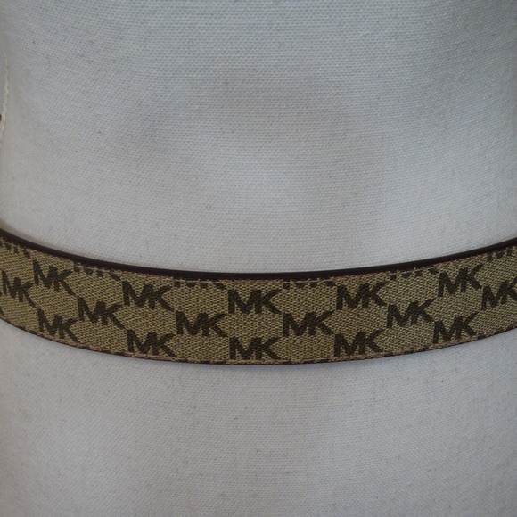MICHAEL KORS BELT TAN WITH MK PRINTED LOGO Med